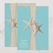 Burlap en Starfish Aqua Beach bruiloft Kaart (Voorkant / Achterkant)