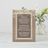 Burlap en String Lights Trouwinformatie Gast Informatiekaartje (Staand voorkant)