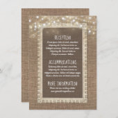 Burlap en String Lights Trouwinformatie Gast Informatiekaartje (Voorkant / Achterkant)