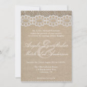 Burlap en Vintage Lace Shabby Chic Wedding Invite Kaart (Voorkant)