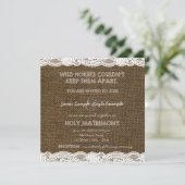 Burlap en White Lace bruiloft Kaart (Staand voorkant)
