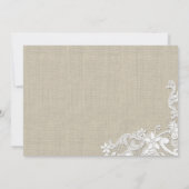  Burlap en White Lace Wedding Kaart (Achterkant)