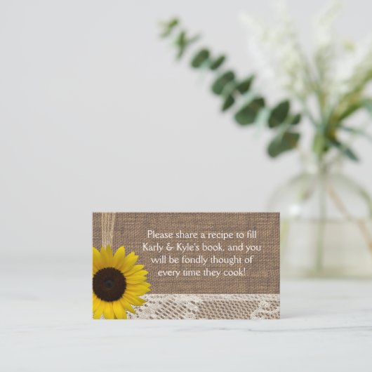 Burlap en zonnebloempitten informatiekaartje (Staand voorkant)