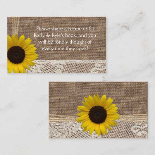 Burlap en zonnebloempitten informatiekaartje (Voorkant / Achterkant)