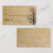 Burlap et Birch Posh Mariage Cartes de Place (Devant / Derrière)