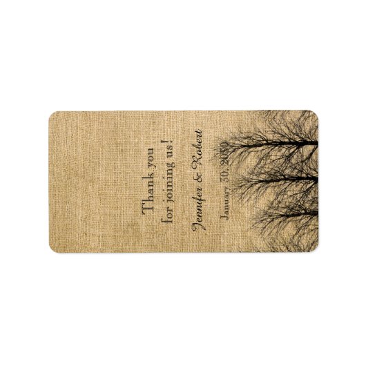Burlap et Birch Posh Mariage Étiquette de lèvres (Devant)