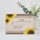 Burlap et dentelle, Cartes RSVP tournesol (Debout devant)