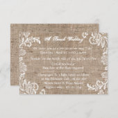 Burlap et dentelle de plage - Faire-part de mariag (Devant / Derrière)