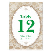 Burlap et dentelle et numéro de table verte (Dos)