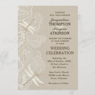Burlap et dentelle Faire-part de mariage rustique