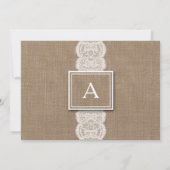 Burlap et dentelle rustique | 3 Faire-part de nais (Dos)
