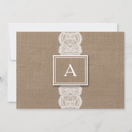 Burlap et dentelle rustique | 3 Faire-part de nais (Dos)