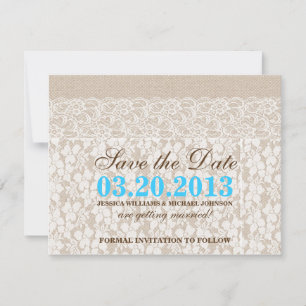 Burlap et dentelle Save the date