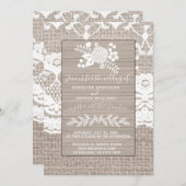 Burlap Et Faire-part de mariage De Dentelle, Maria (Devant / Derrière)
