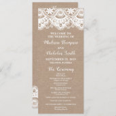 Burlap et la dentelle programme de mariage Cartes, (Devant / Derrière)