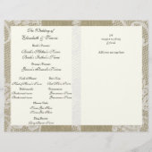 Burlap et le programme de mariage de dentelle (Dos)