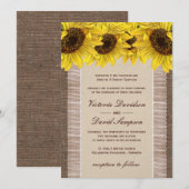 Burlap, Faire-part de mariage de tournesol dentell (Devant / Derrière)