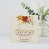 Burlap & Feuille Thanksgiving Diner Invitation (Debout devant)