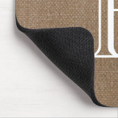 Burlap Floral Blooms Monogram Muismat (Hoek)