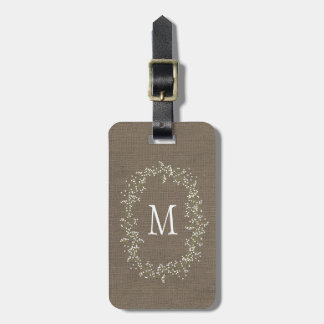 Burlap Floral Monogram Bagagelabel