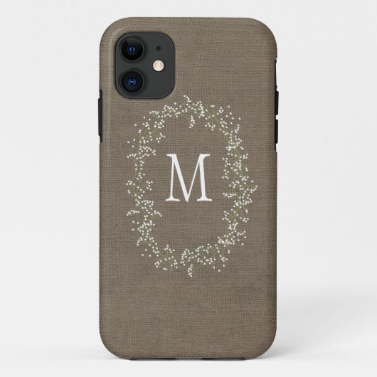 Burlap Floral Monogram Case-Mate iPhone Case (Achterkant)