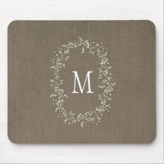  Burlap Floral Monogram Muismat
