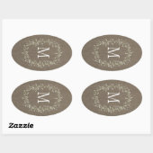 Burlap Floral Monogram Ovale Sticker (Vel)