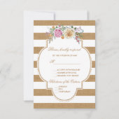 Burlap Floral Rustique rayures Mariage RSVP (Devant)