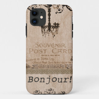 Burlap French Shabby Chic Iphone 5 Hoesje
