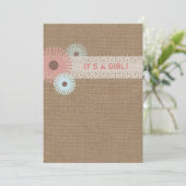 Burlap geïnspireerd Baby shower Kaart (Staand voorkant)