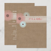 Burlap geïnspireerd Baby shower Kaart (Voorkant / Achterkant)