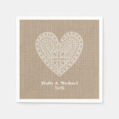 Burlap Geïnspireerd Kant Hart Trouwservetten Servetten (Voorkant)