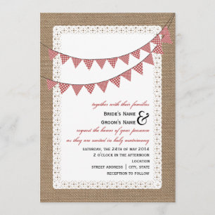 Burlap Geïnspireerd rond het bunting Wedding van R Kaart