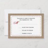 Burlap geïnspireerd rood gingham Bunting RSVP Kaartje (Achterkant)