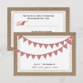 Burlap geïnspireerd rood gingham Bunting RSVP Kaartje (Voorkant / Achterkant)