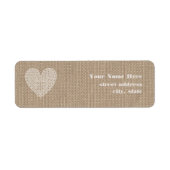Burlap geïnspireerd rustiek wit hart label (Voorkant)