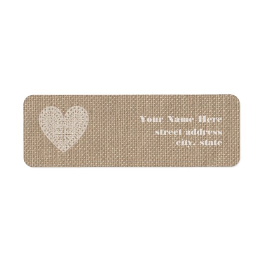 Burlap geïnspireerd rustiek wit hart label (Voorkant)