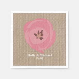 Burlap geïnspireerde roze tulp bruiloft servetten