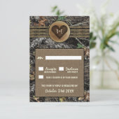 Burlap + gesneden hart Camo bruiloft RSVP Kaarten (Staand voorkant)