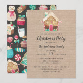 Burlap Gingbread House Carte de fête de Noël (Devant / Derrière)