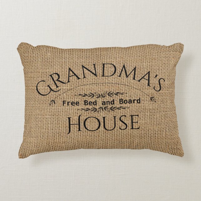 Burlap Grandma's House Personalize Decoratief Kussen (Voorkant)