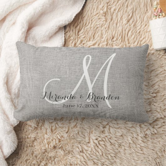 Burlap gris rustique personnalisé Imprimer Coussin (Couverture)