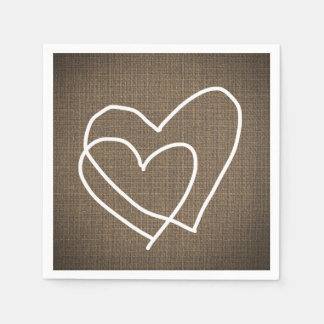 Burlap Hearts Rustic Country Wedding Servet