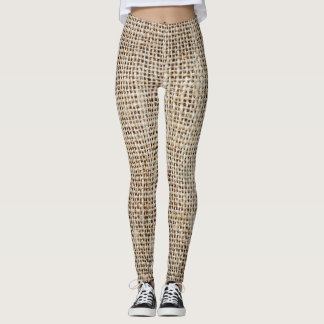 Burlap Hessiaanse achtergrond textuur Leggings