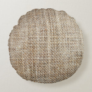 Burlap Hessiaanse achtergrond textuur Rond Kussen