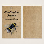 Burlap Honey Bee Prijs Label Visitekaartje (Voorkant /achterkant)