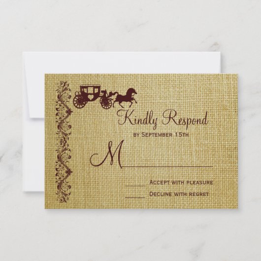 Burlap Horse et Cartes de Mariage RSVP (Devant)