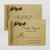 Burlap Horse et Cartes de Mariage RSVP (Devant / Derrière)