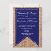 Burlap Imprimer Bleu des invitations de mariage ru (Devant)