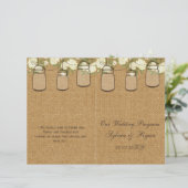 burlap ivoire roses mason jarres programmes pliés (Debout devant)